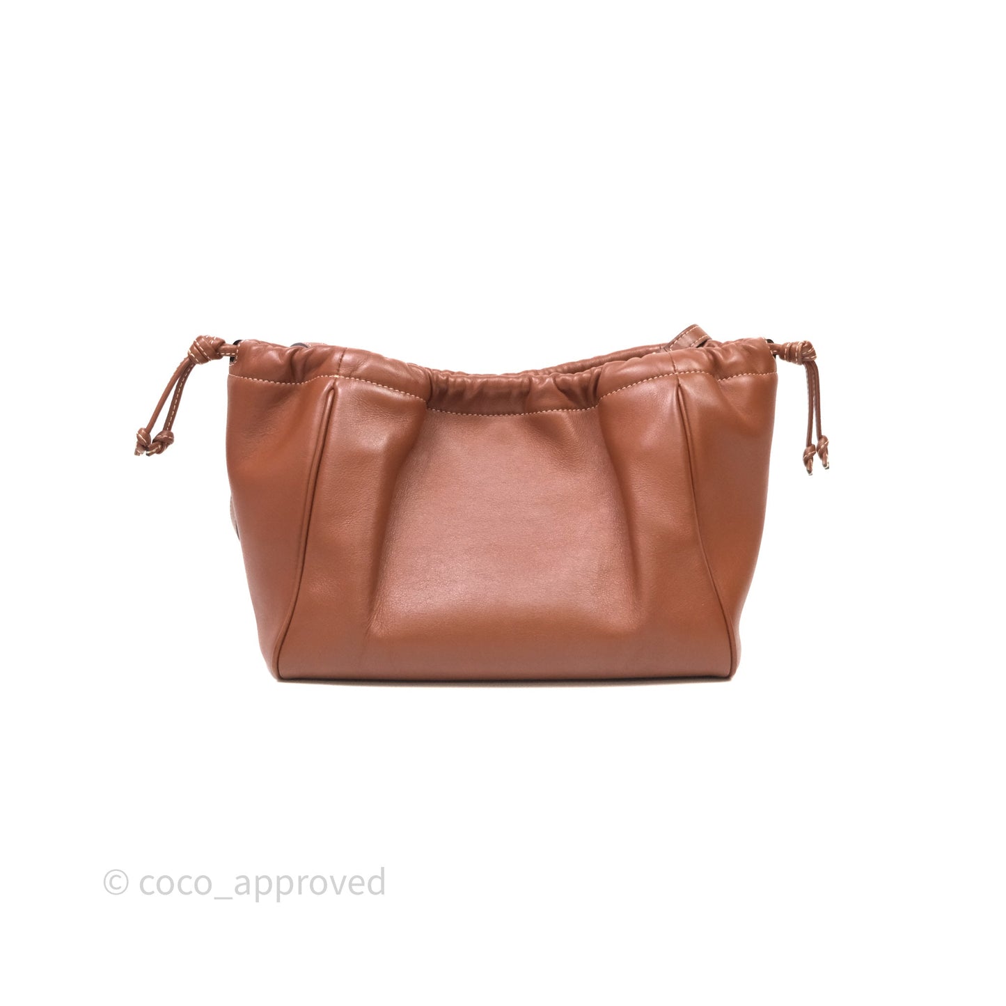 Celine Drawstring Cabas Tote Bag Triomphe in Grained Calfskin Tan
