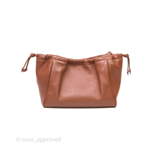 Celine Drawstring Cabas Tote Bag Triomphe in Grained Calfskin Tan
