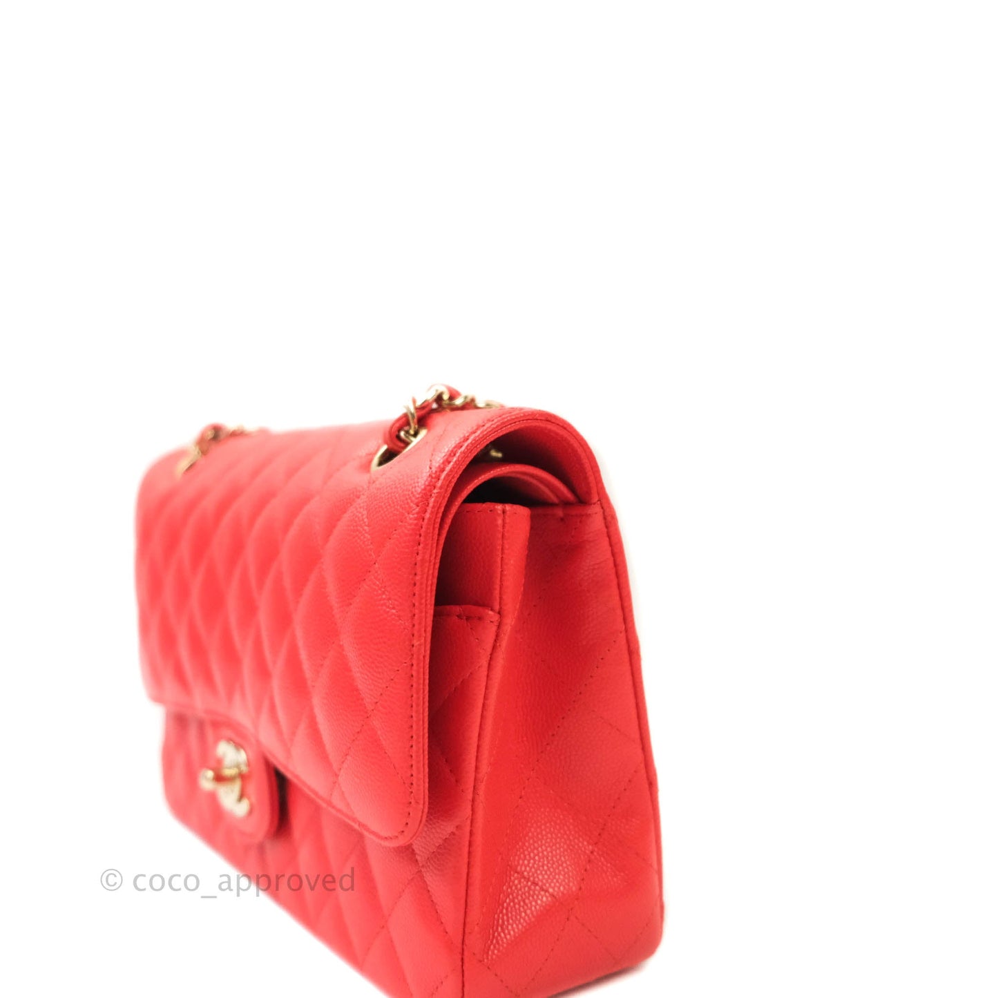 Chanel Classic M/L Medium Double Flap Red Caviar Gold Hardware