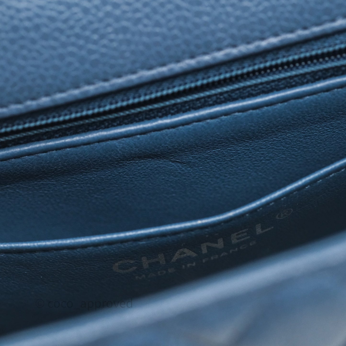 Chanel Quilted Mini Rectangular Blue Caviar Silver Hardware