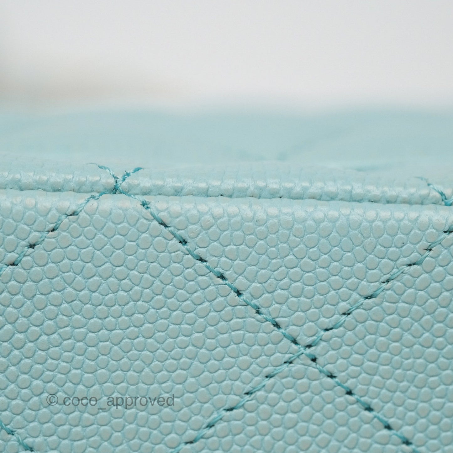 Chanel Small S/M Classic Flap Quilted Tiffany Blue Caviar Gold Hardware