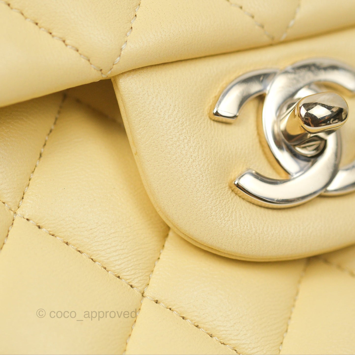 Chanel Classic M/L Medium Flap Quilted Yellow Lambskin Gold Hardware