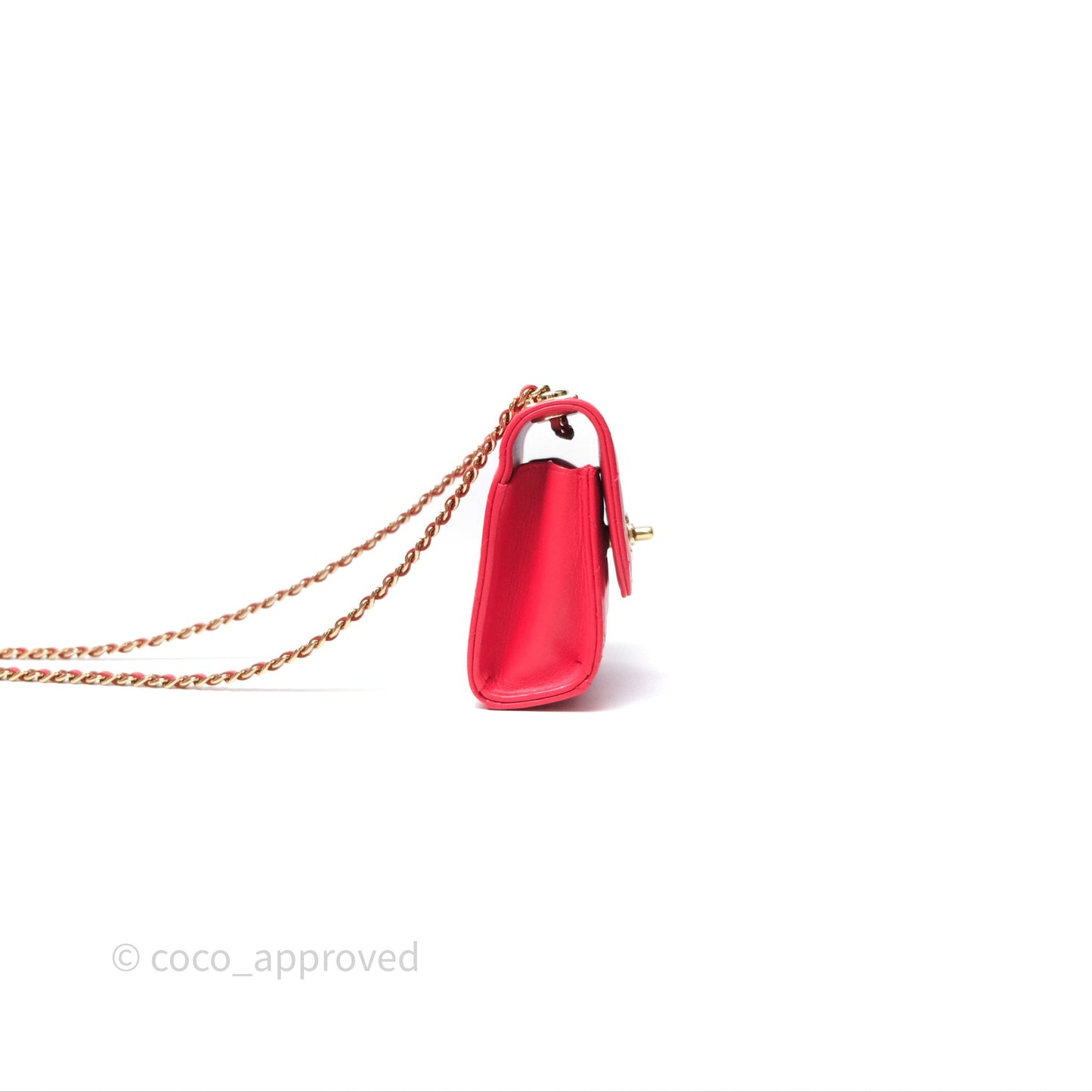 Chanel Mini Quilted Trendy CC Clutch With Chain Red Lambskin Gold Hardware