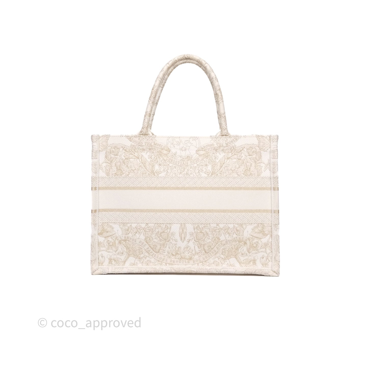 Christian Dior Medium Book Tote Latte Embroidery With Gold-Tone Metallic