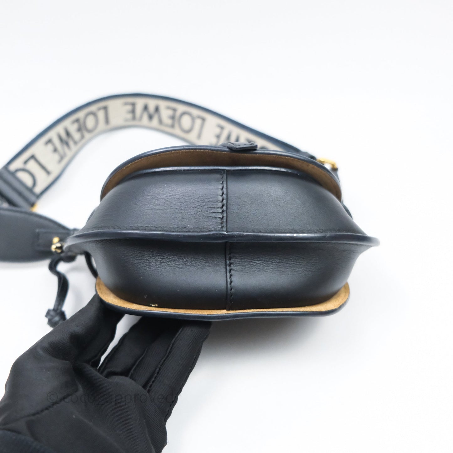 Loewe Mini Gate Dual Bag in Soft Calfskin & Jacquard Strap Black