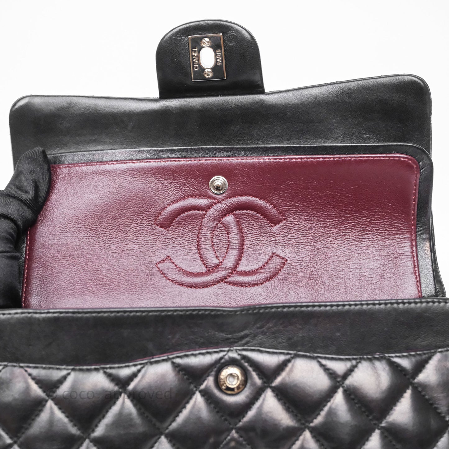 Chanel Small Classic Flap Quilted Black Lambskin Silver Hardware