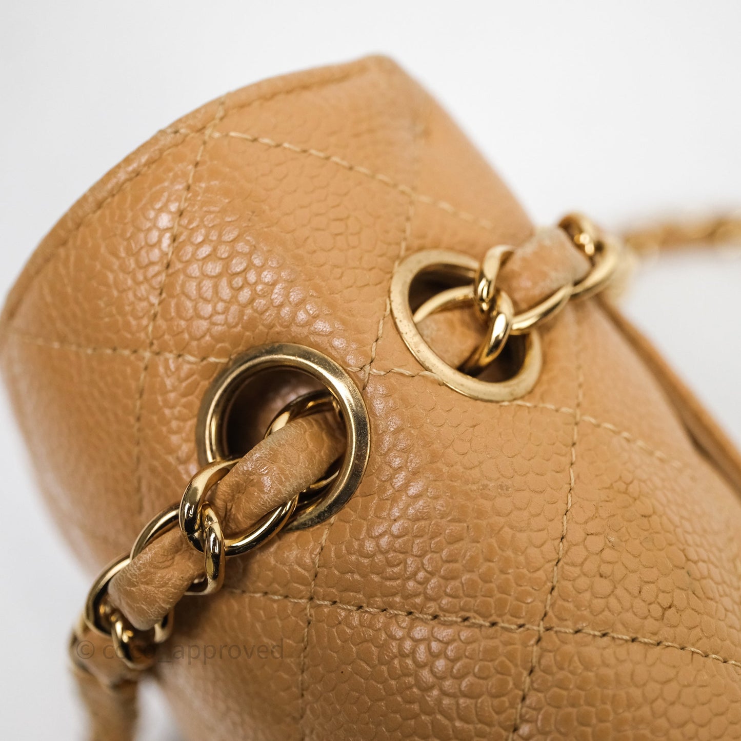 Chanel Vintage Small Classic Flap Beige Claire Caviar 24K Gold Hardware