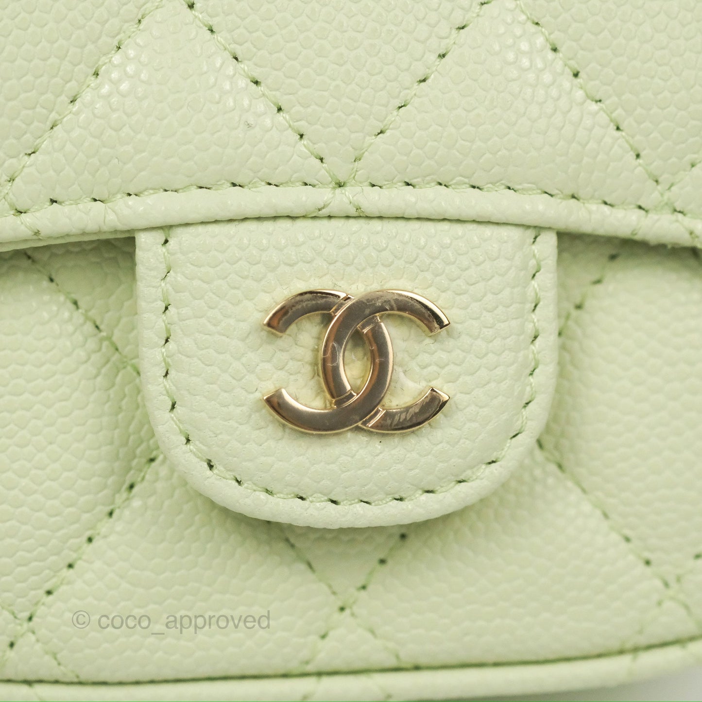 Chanel Mini Clutch With Chain Mint Green Caviar Gold Hardware 22C
