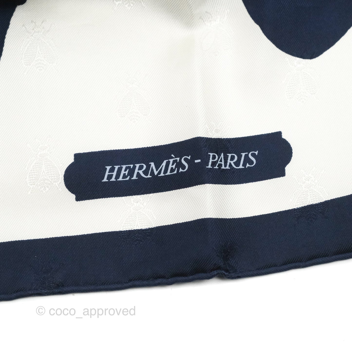 Hermes Silk Harnais De Cour Tattoo Scarf 90 Marine/ Blanc
