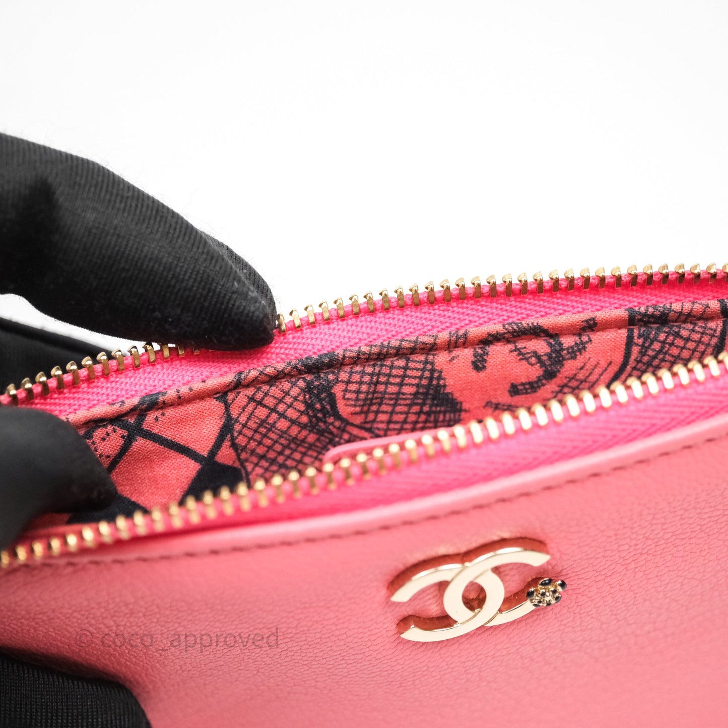 Chanel Camellia Mini O Case Pink Calfskin Gold Hardware