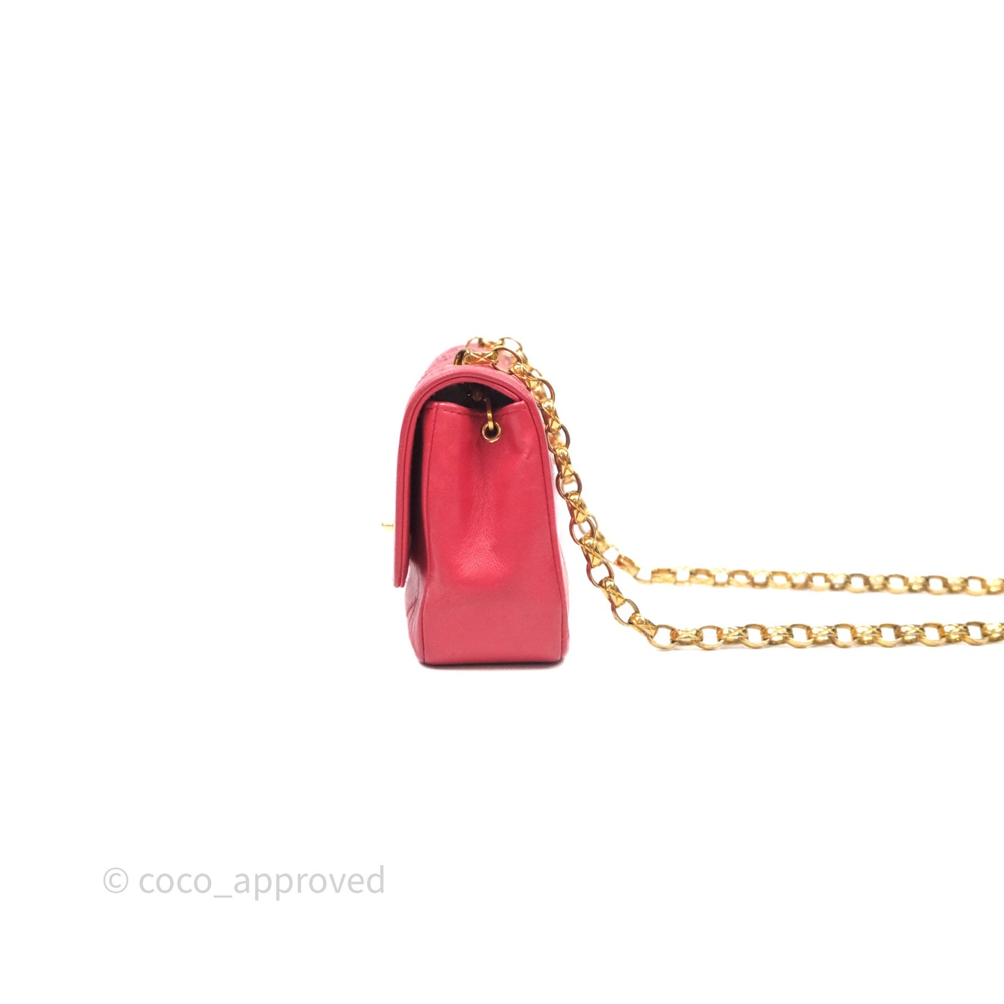 Chanel Vintage Mini Bijoux Chain Flap Bag Red Gold Hardware