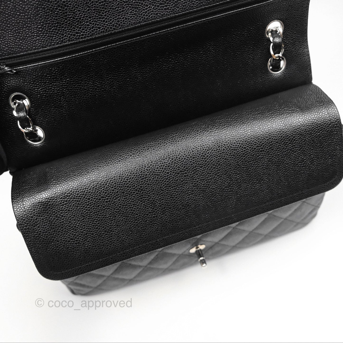 Chanel Jumbo Double Flap Black Caviar Silver Hardware⁣⁣