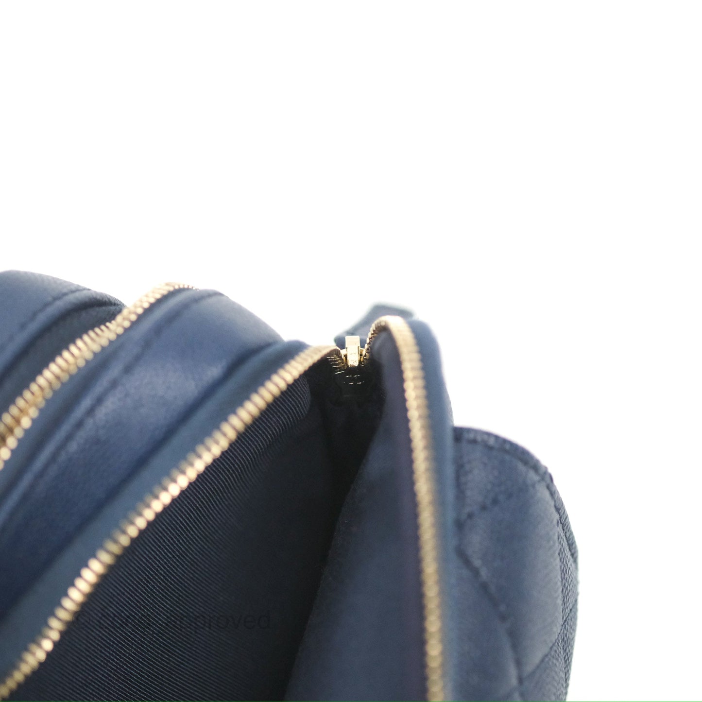 Chanel Quilted Caviar Waist Bag Navy Gold Hardware With Detachable Pouch
