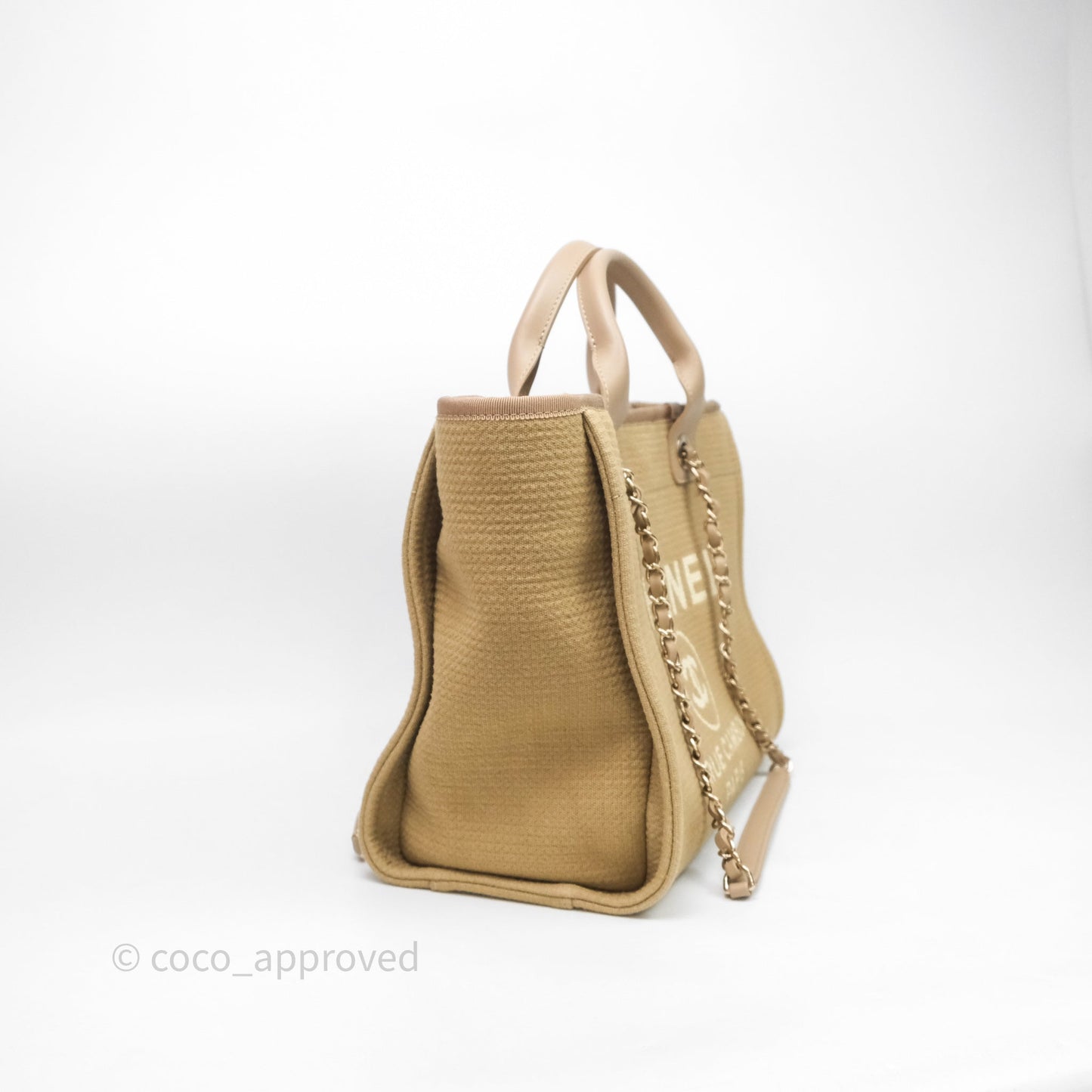 Chanel New Small Canvas Deauville Tote Beige Silver Hardware