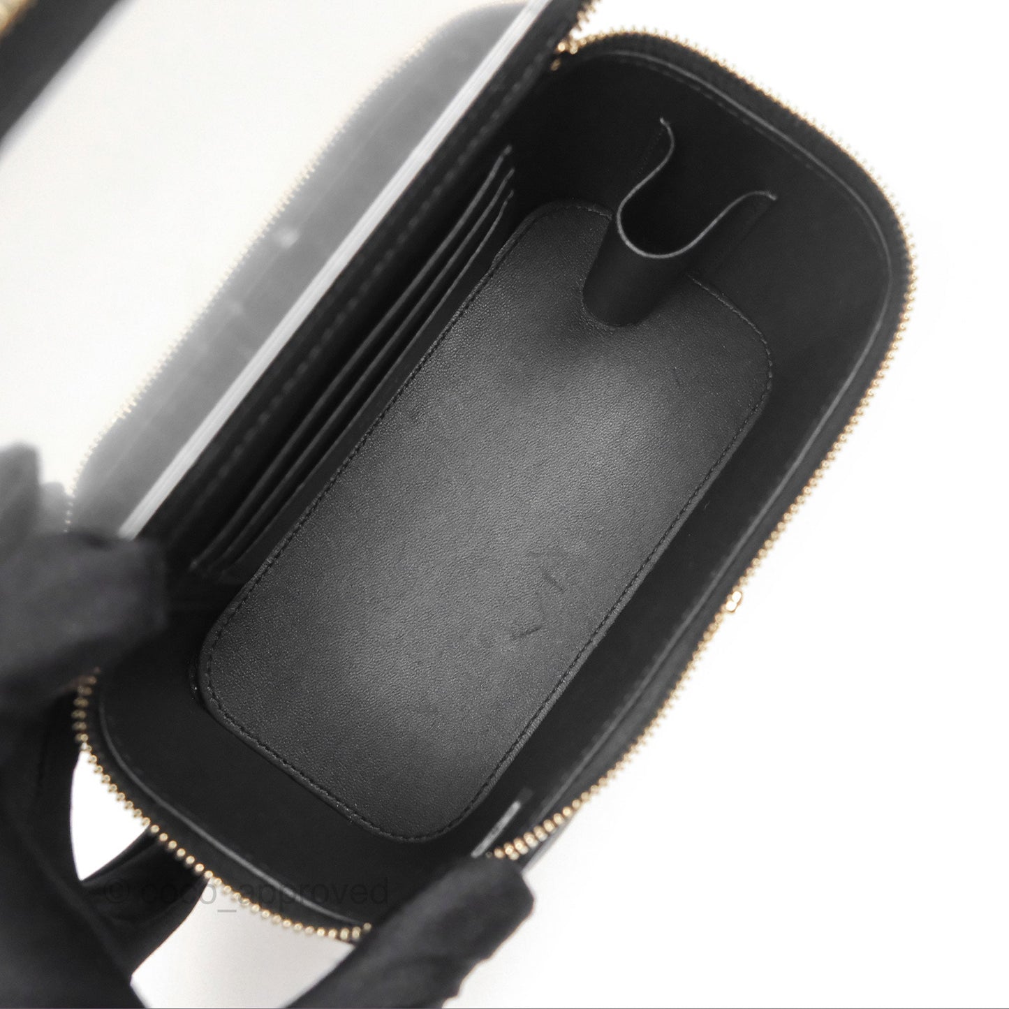 Chanel Vanity Rectangular Top Handle Black Lambskin Gold Hardware