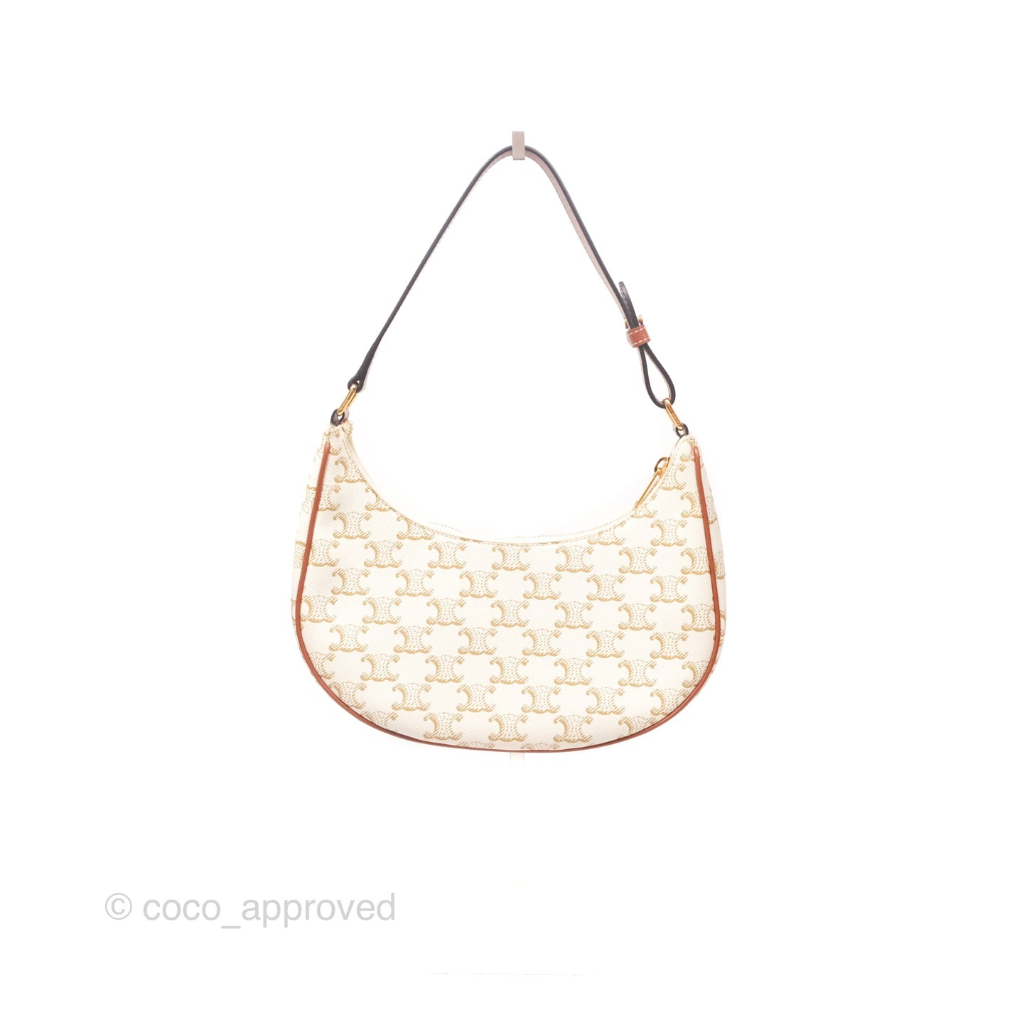 Celine Ava Bag In Triomphe Canvas Calfskin White