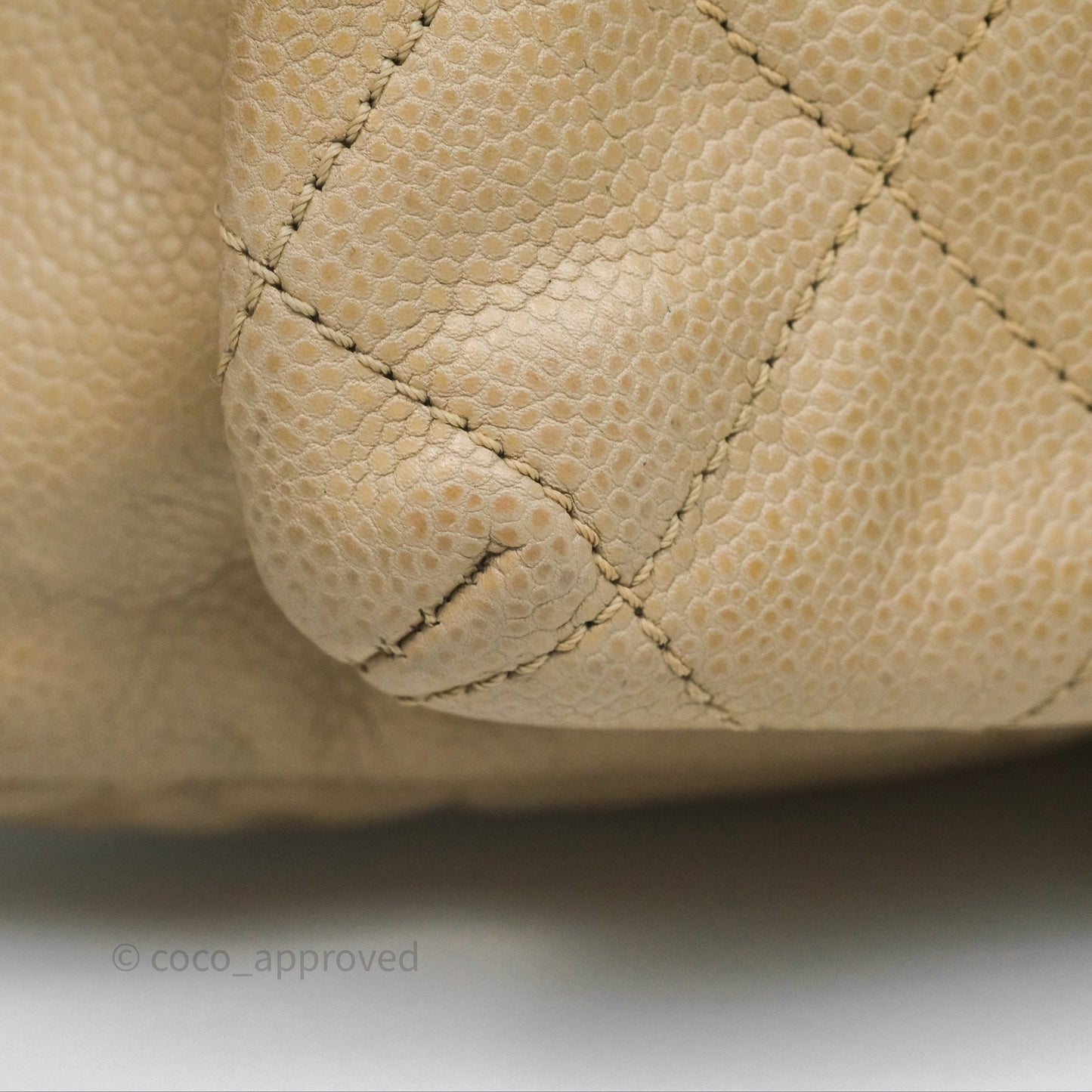 Chanel Quilted Coco Rider Hobo Bag Beige Caviar Ruthenium Hardware