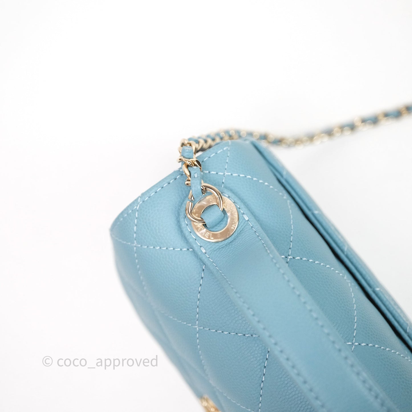 Chanel Small Quilted Business Affinity Flap Caviar Blue Gold Hardware