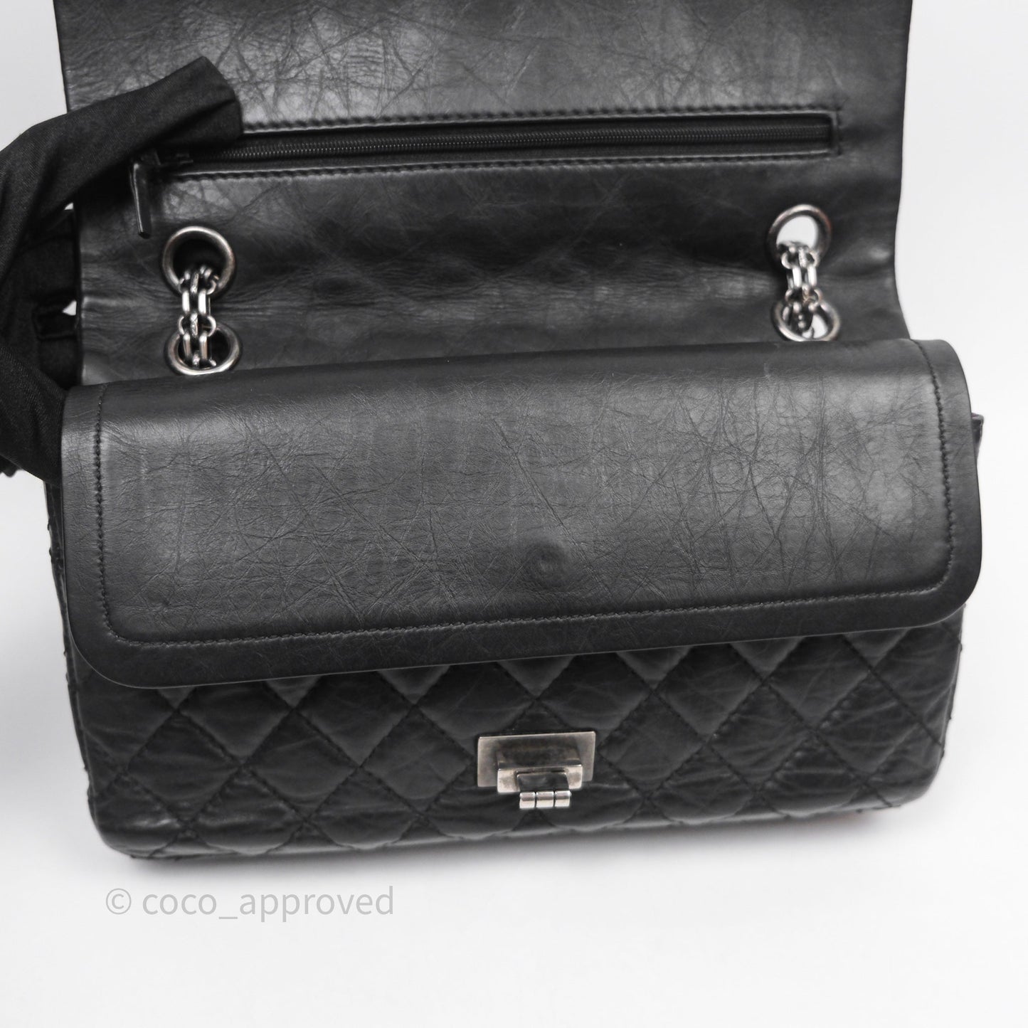 Chanel Reissue 225 Quilted Black Crumple Calfskin Ruthenium Hardware