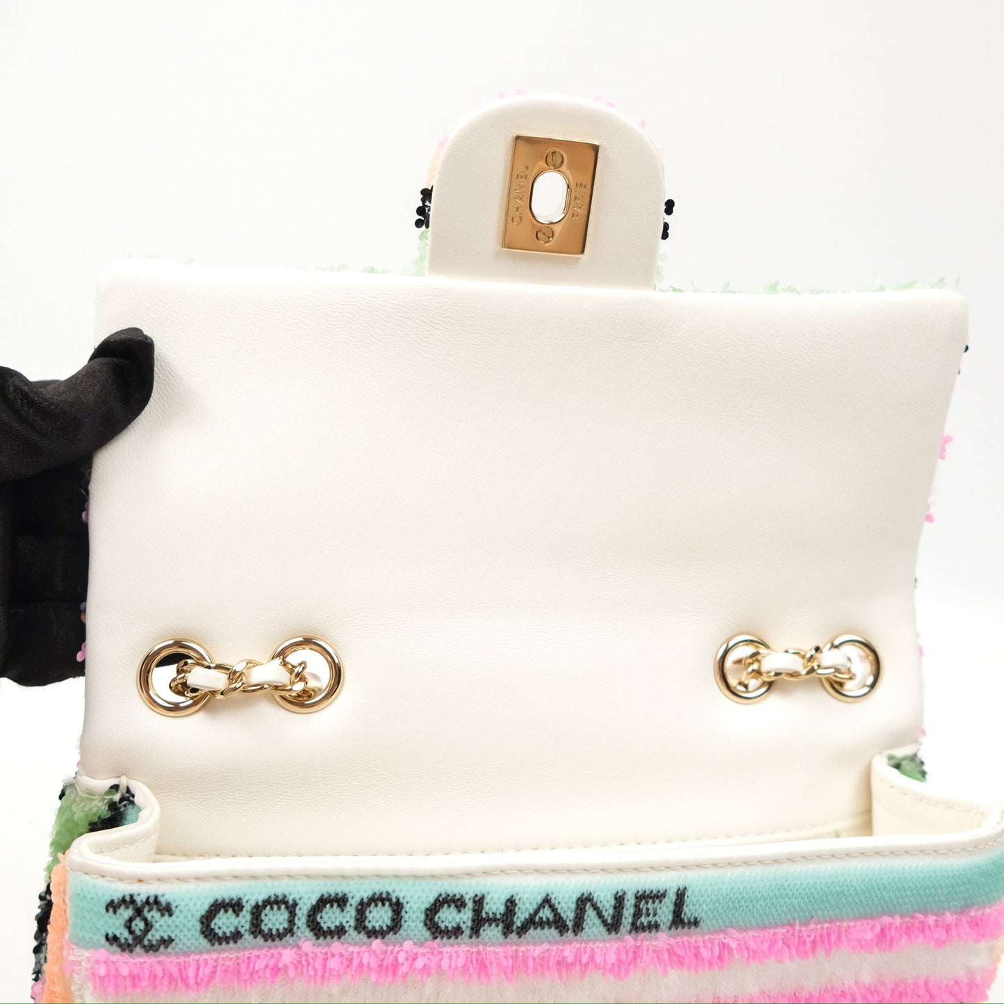 Chanel Mini Sequins Logo Flap Bag Multicolour Gold Hardware 22S