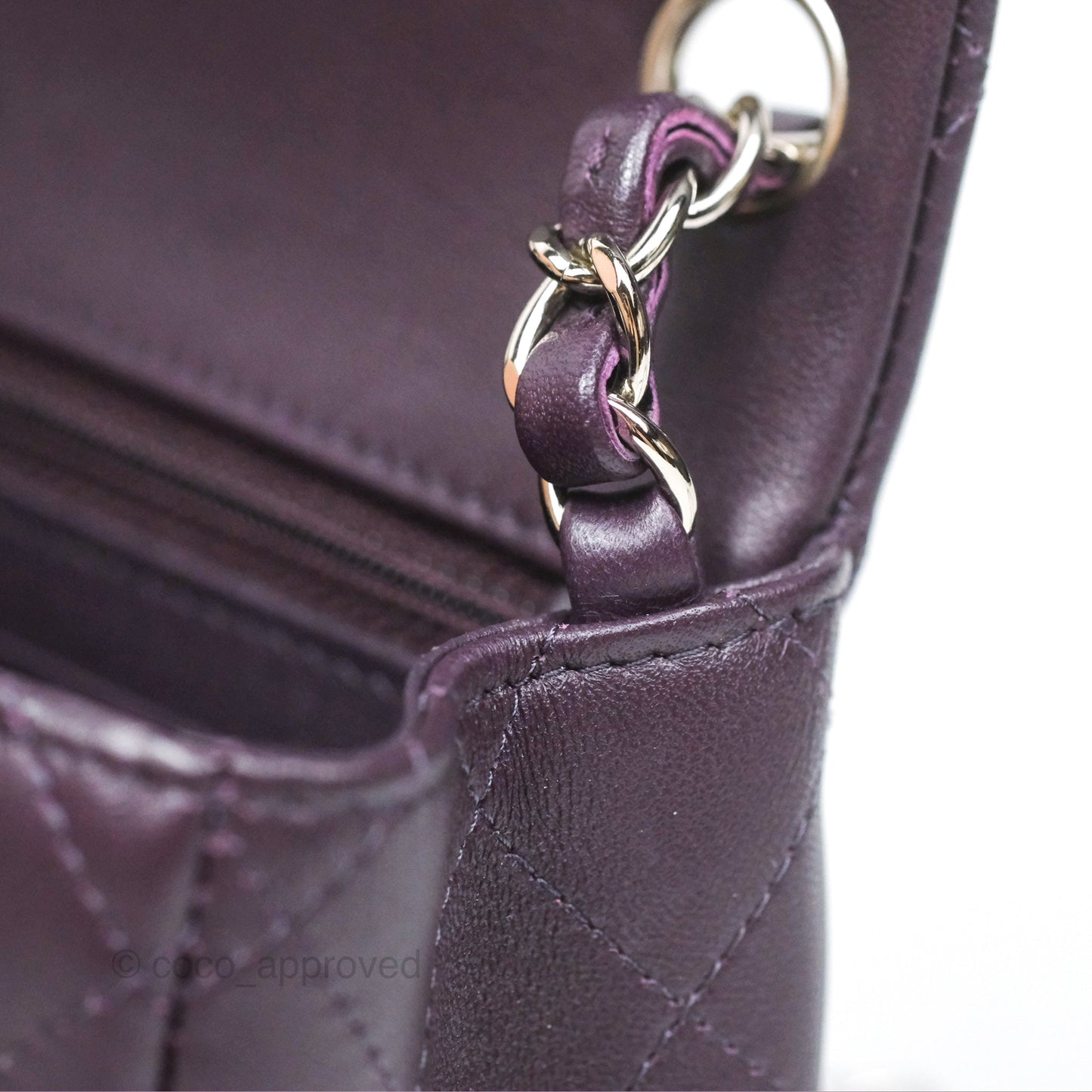 Chanel Quilted Mini Square Dark Purple Lambskin Silver Hardware