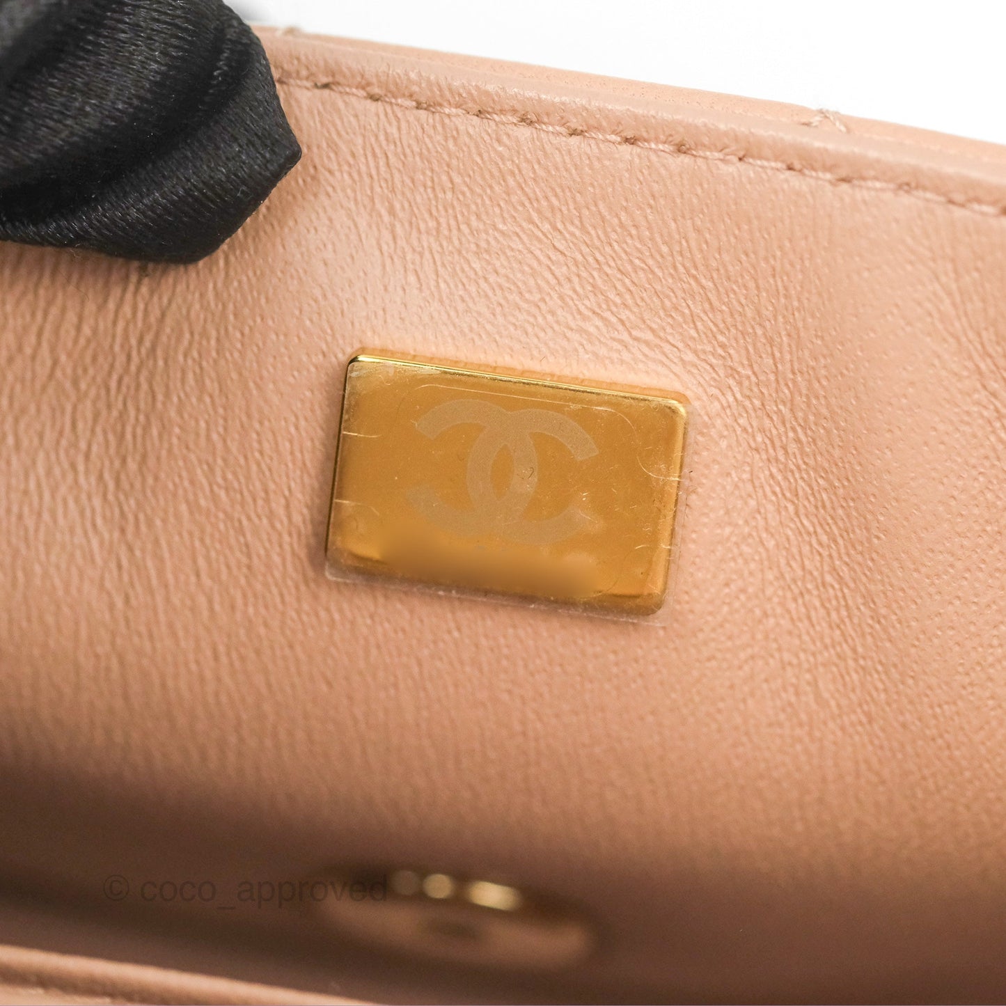 Chanel Quilted Mini Rectangular Flap Beige Lambskin Gold Hardware