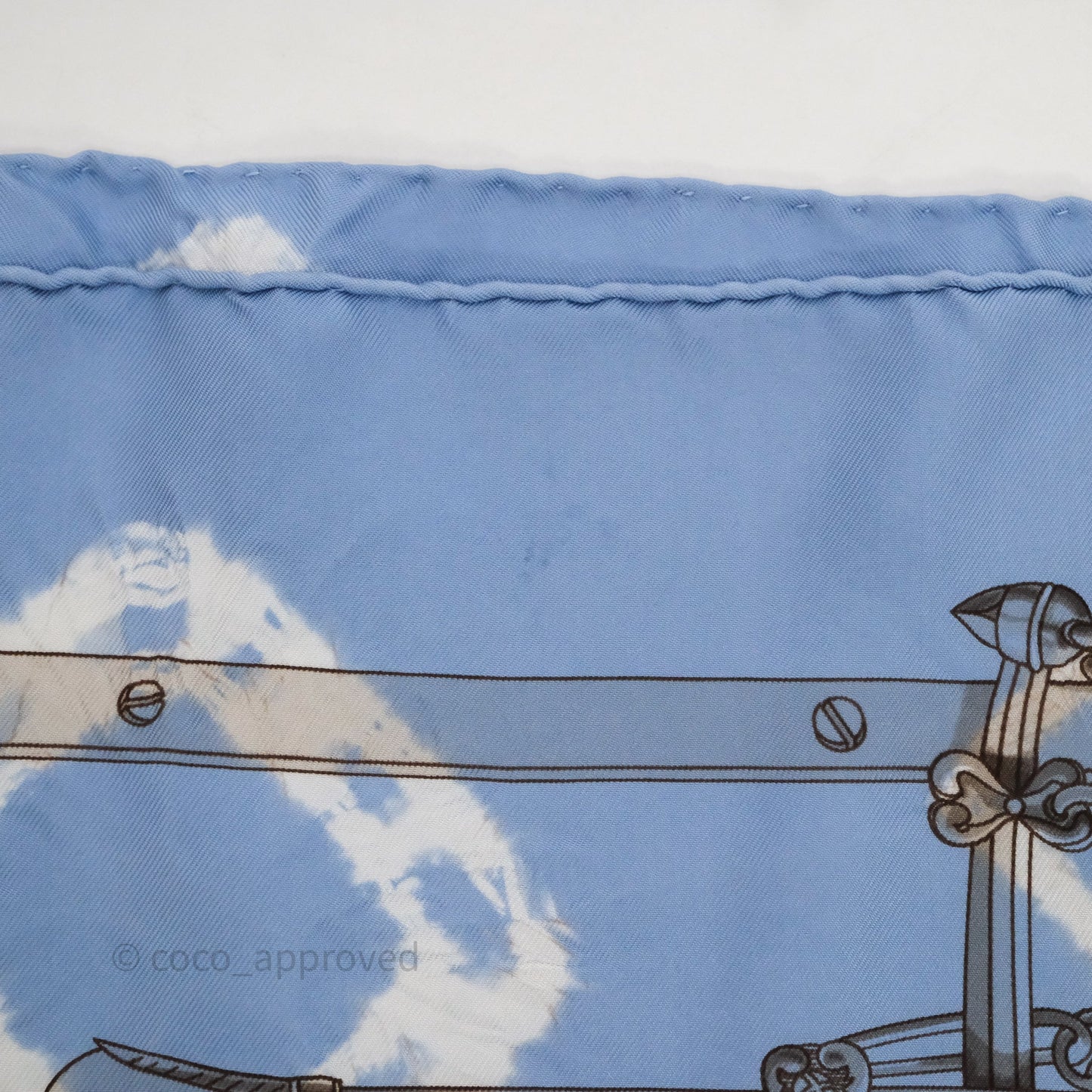 Hermès Mors et Gourmettes Scarf Light Blue