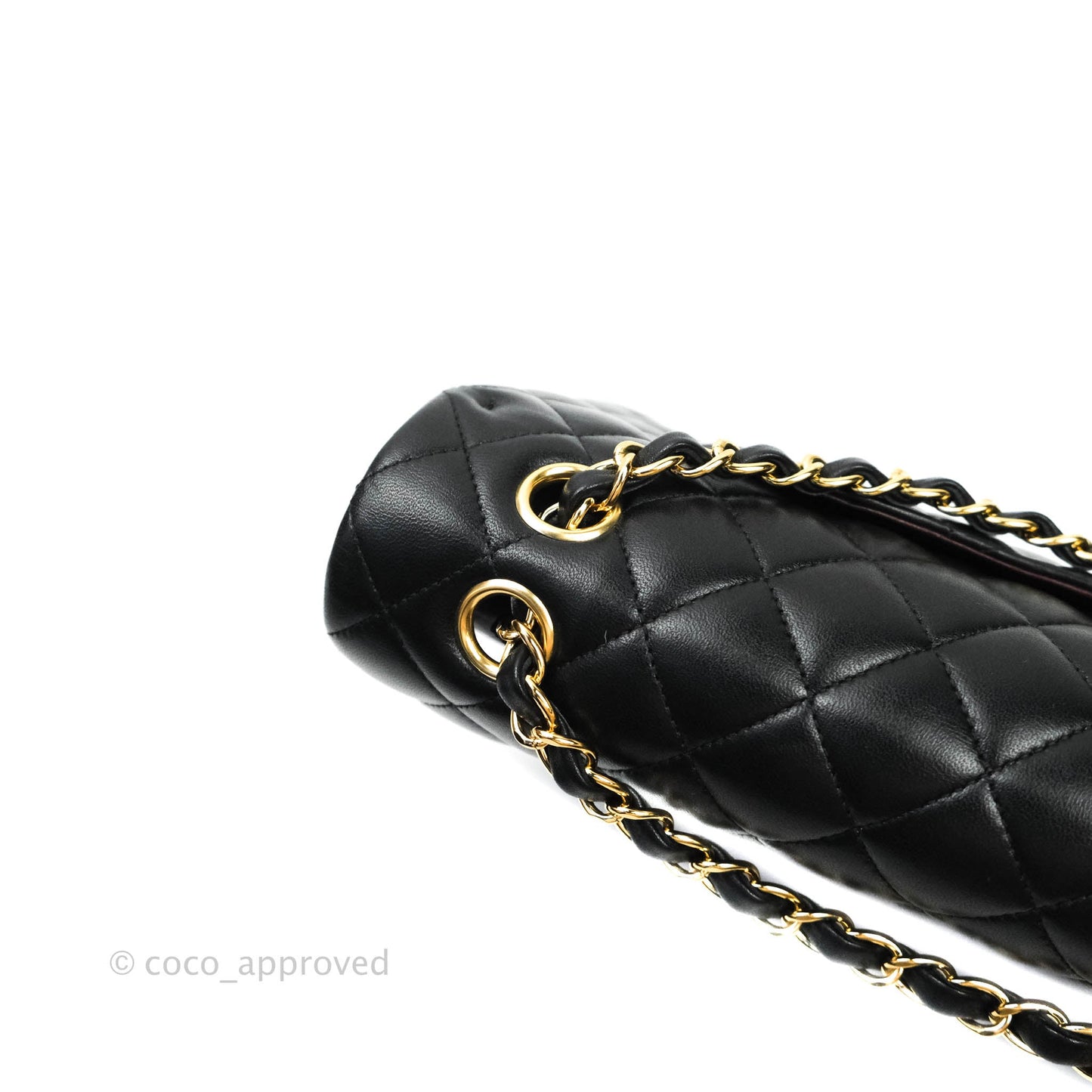 Chanel Classic M/L Medium Double Flap Black Lambskin Gold Hardware
