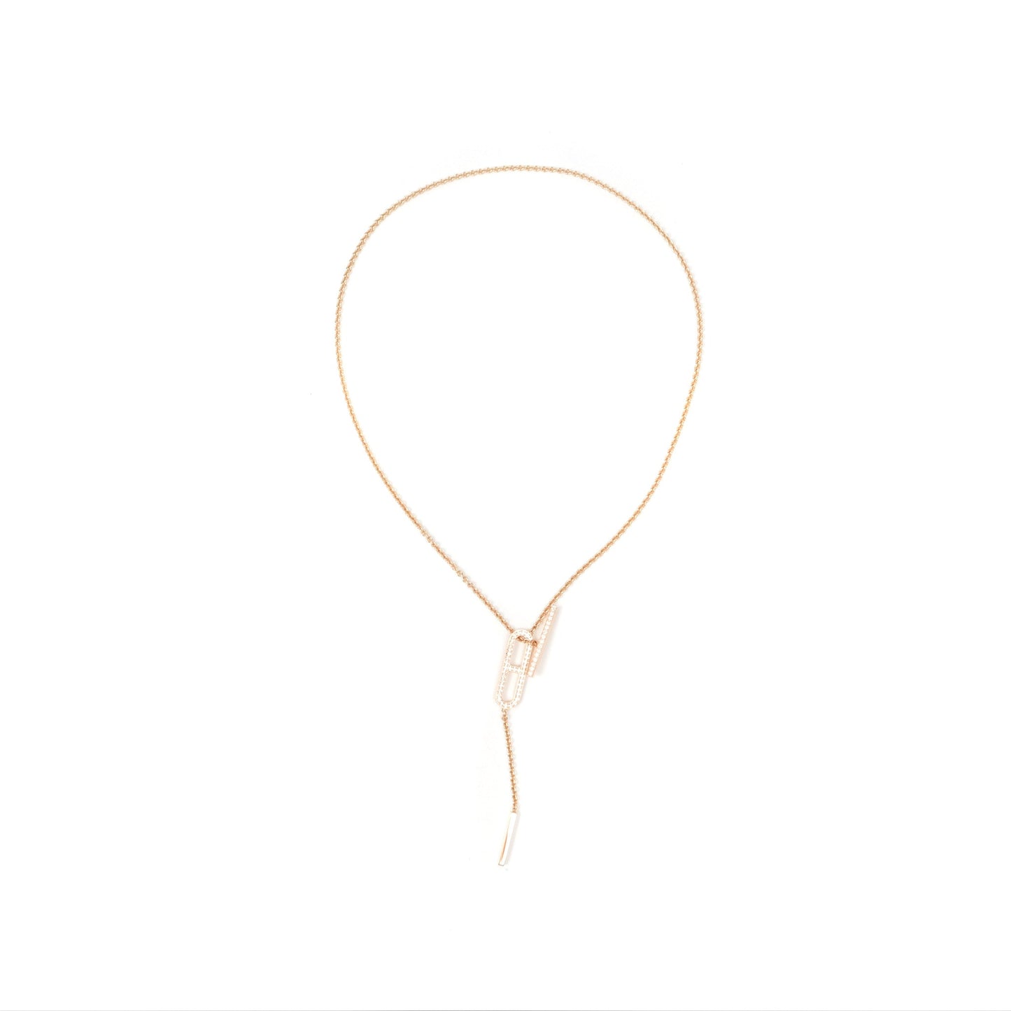 Hermès Ever Chaine D'ancre Lariat Necklace Rose Gold