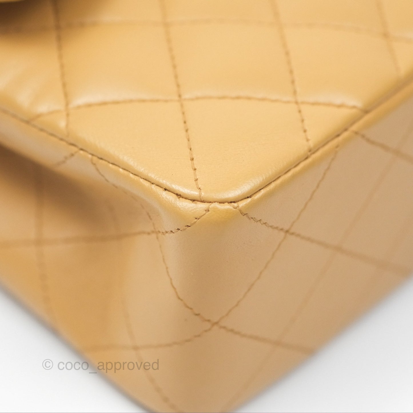 Chanel Vintage Small Classic Flap Beige Lambskin 24K Gold Hardware