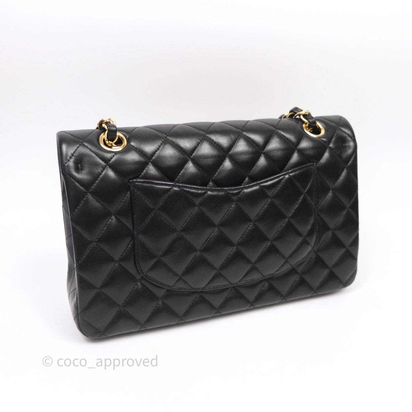 Chanel Classic M/L Medium Flap Quilted Black Lambskin Gold Hardware