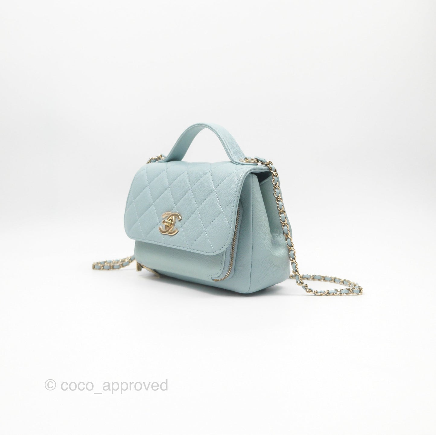 Chanel Quilted Small Business Affinity Flap Blue Caviar Gold Hardware