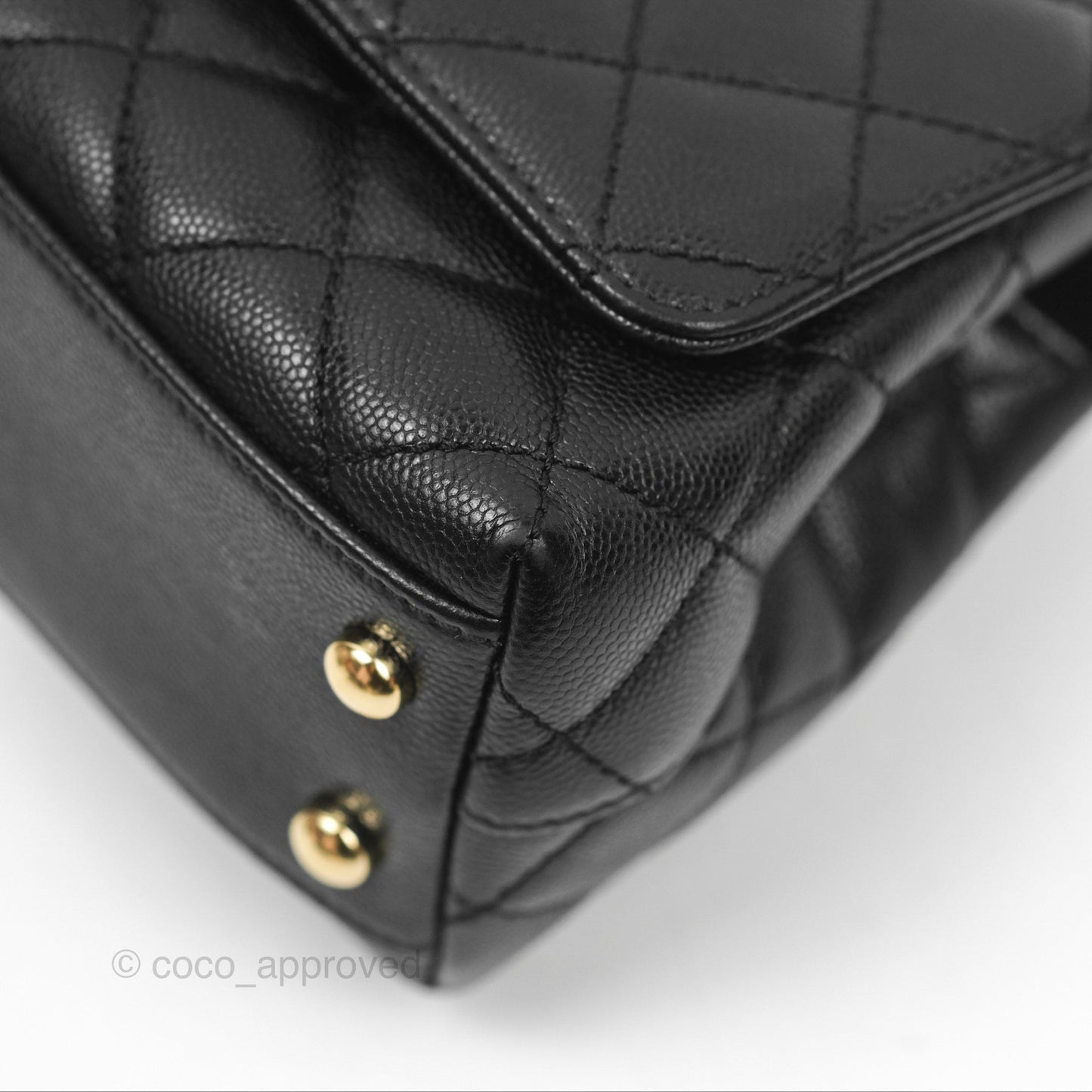 Chanel Mini Coco Handle Quilted Black Caviar Gold Hardware