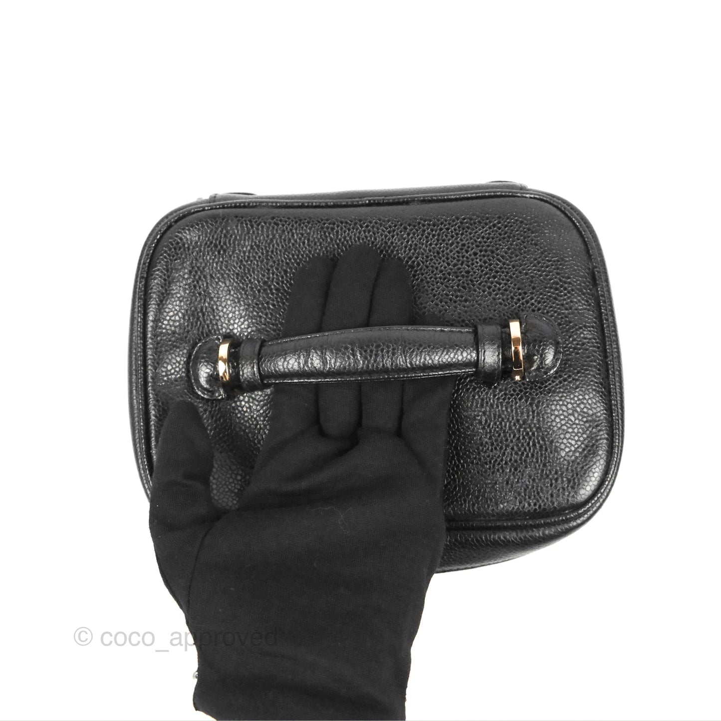 Chanel Vintage Vanity Case Black Caviar Gold Hardware