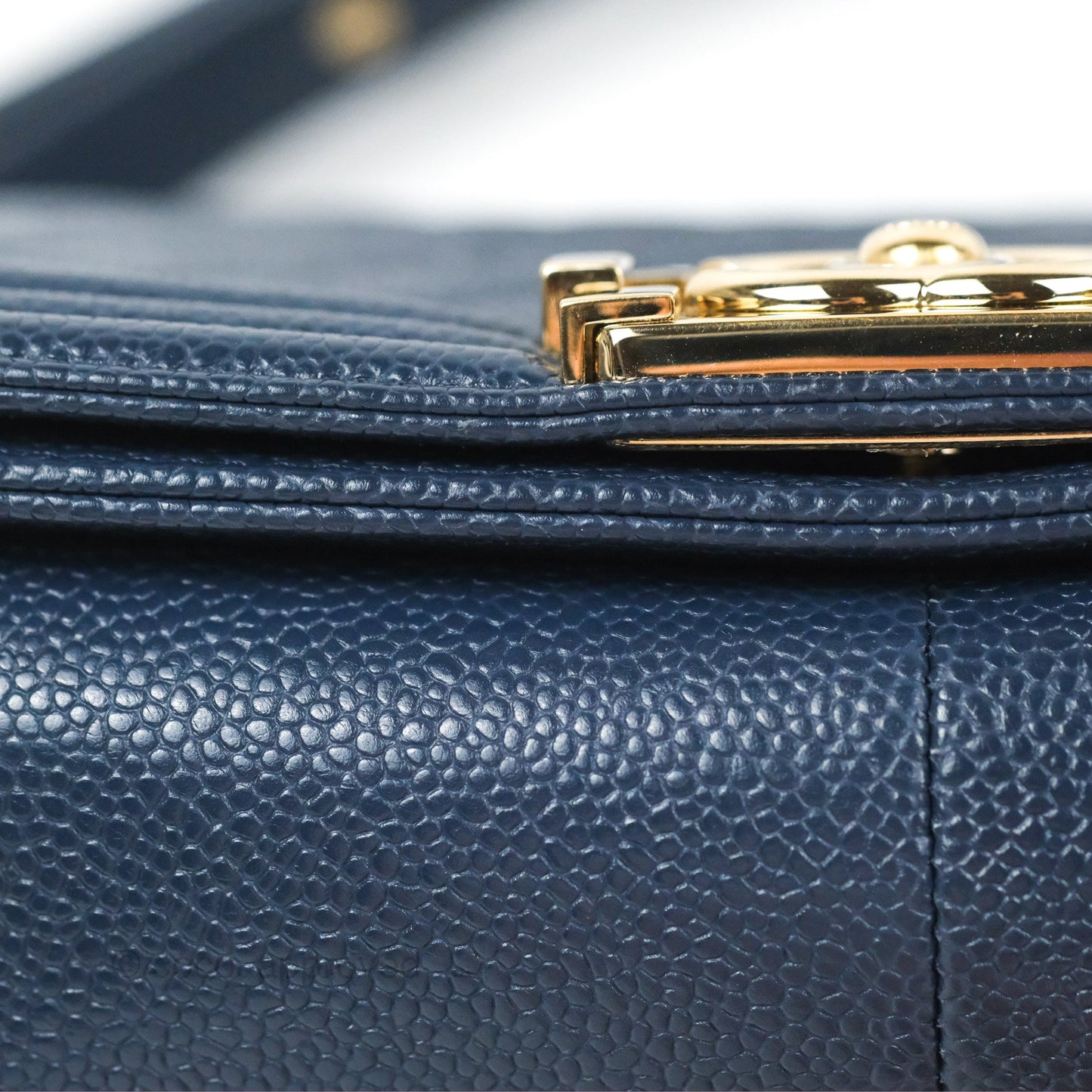 Chanel Quilted Medium Boy Navy Caviar Gold Hardware