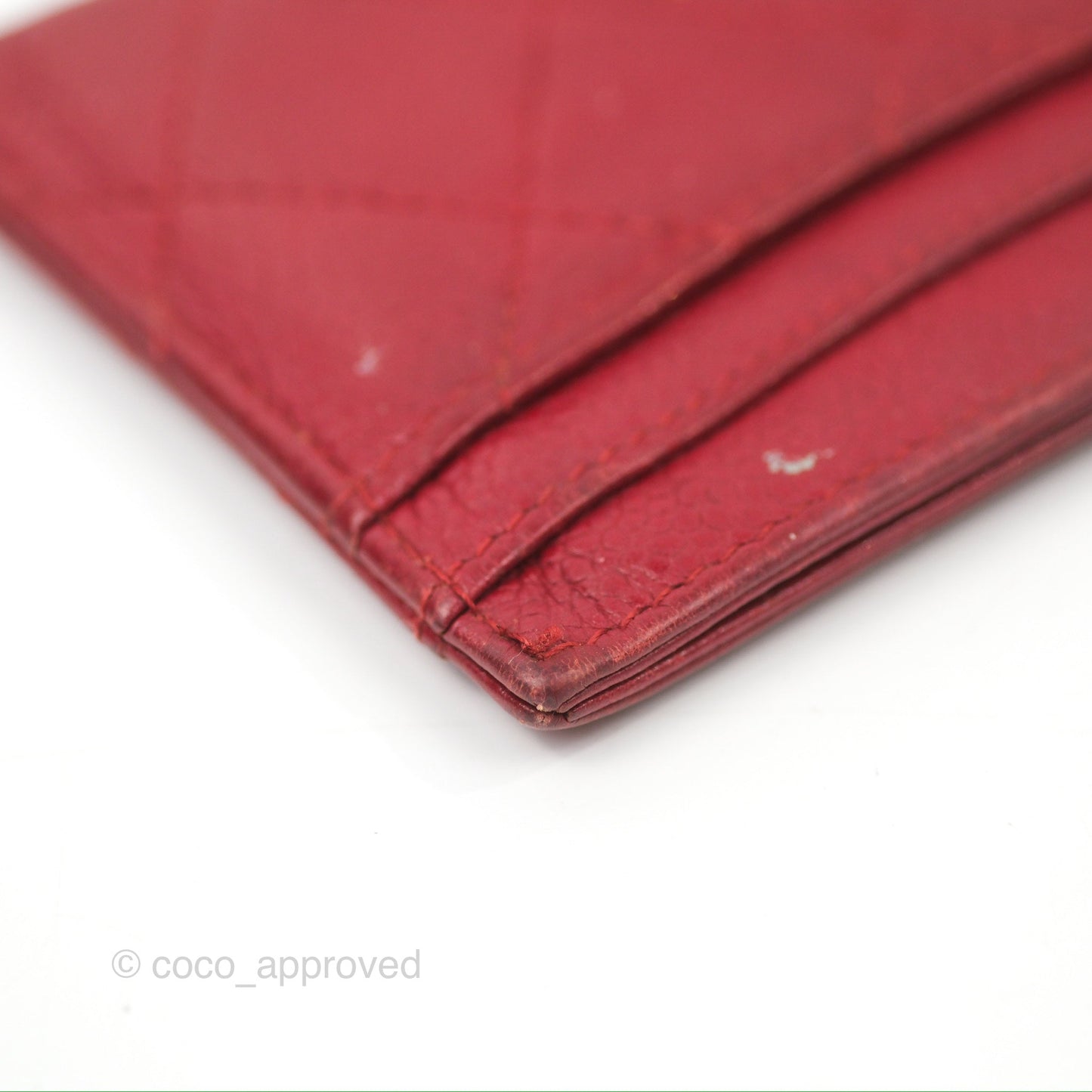 Chanel Classic Flat Card Holder Red Caviar Silver Hardware