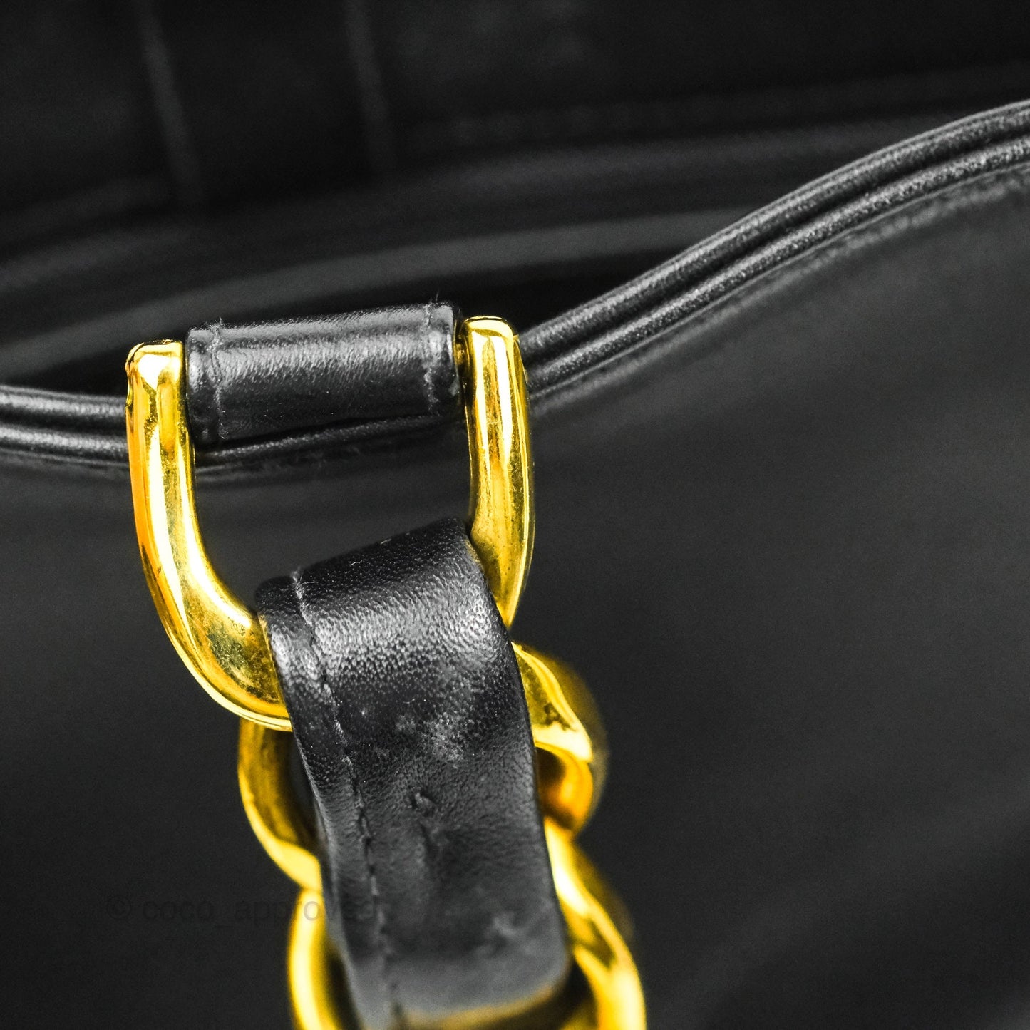 Chanel Vintage CC Chunky Chain Black Calfskin XL Tote 24K Gold Hardware