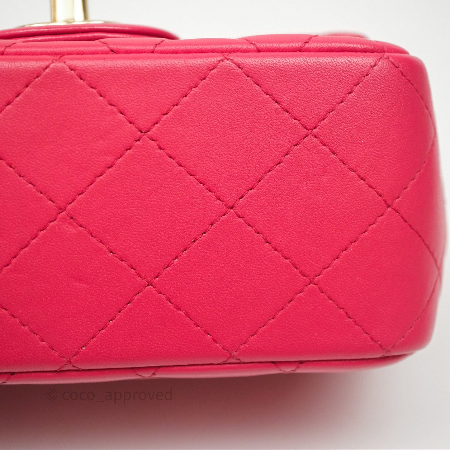 Chanel Mini Square Flap Quilted Dark Pink Lambskin Gold Hardware