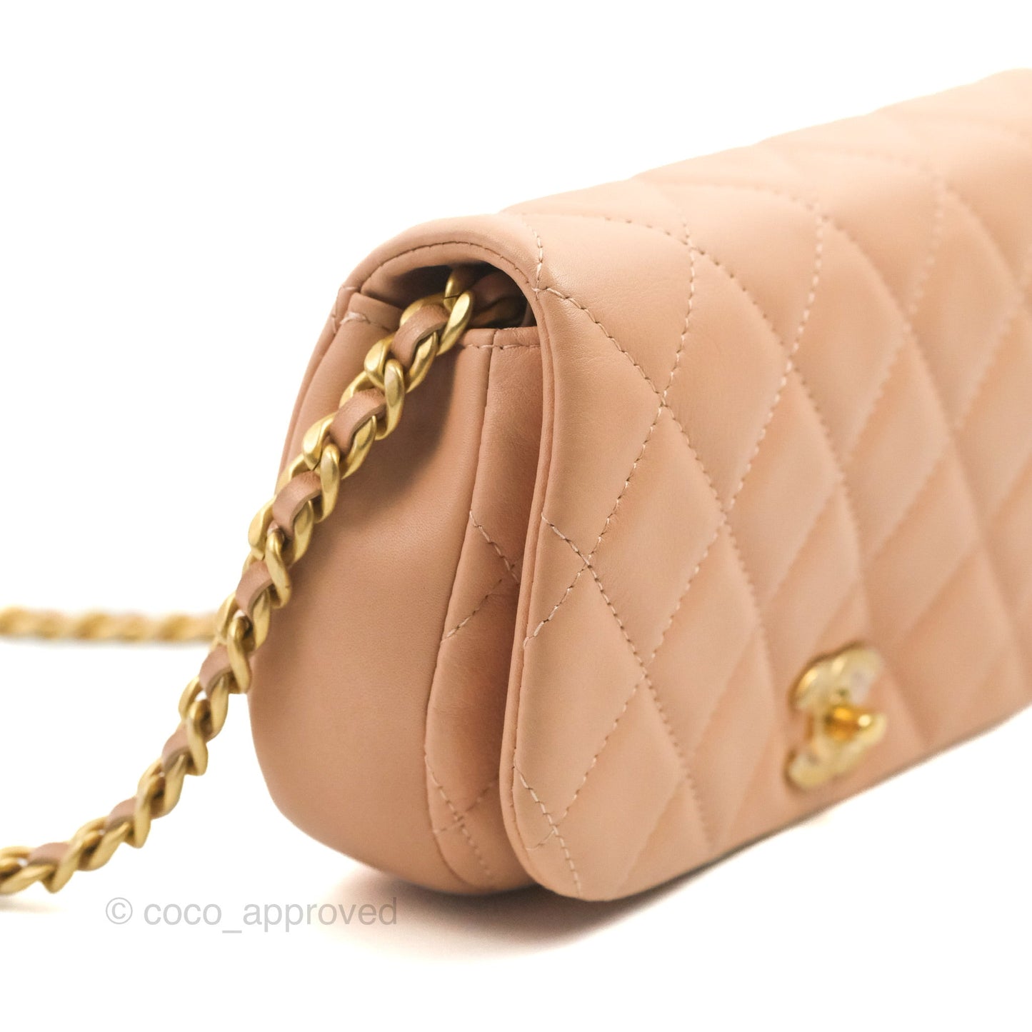 Chanel Clutch with Chain Beige Pink Calfskin Aged Gold Hardware