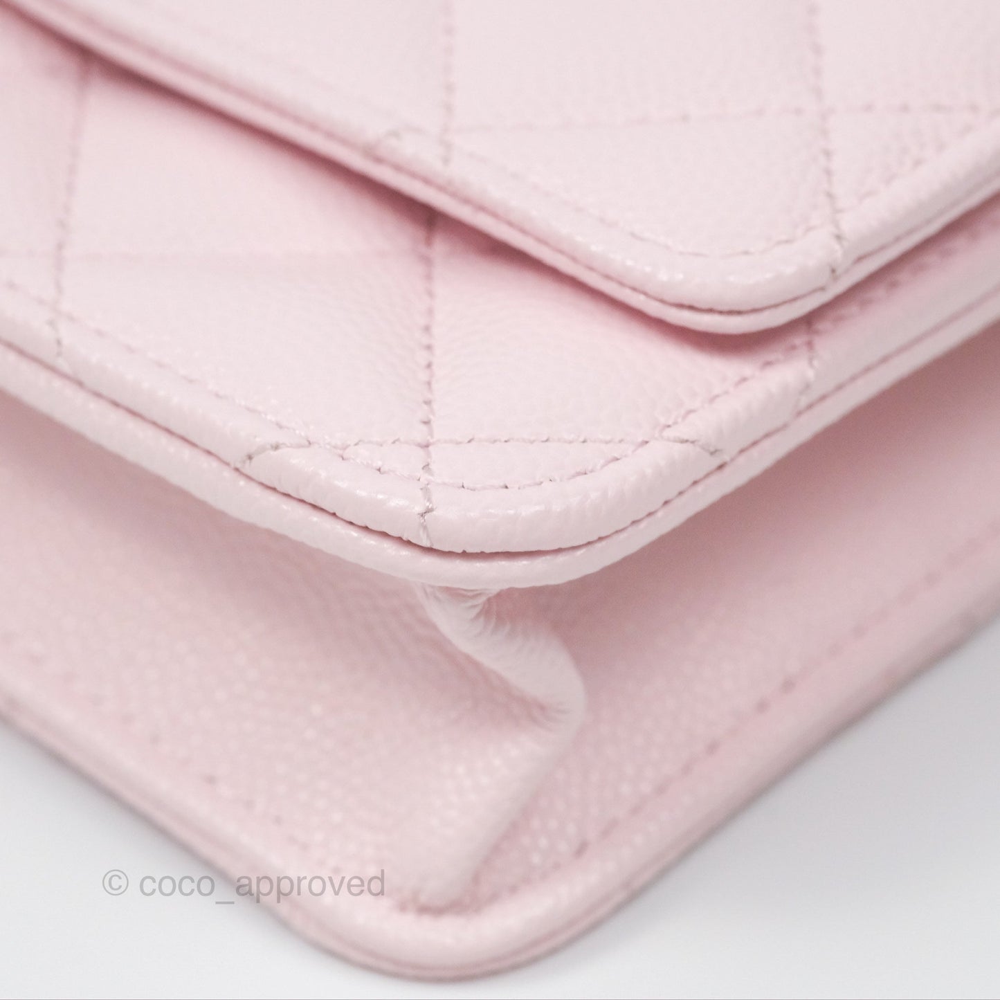 Chanel Classic Quilted Wallet On Chain WOC Sakura Pink Caviar Gold Hardware