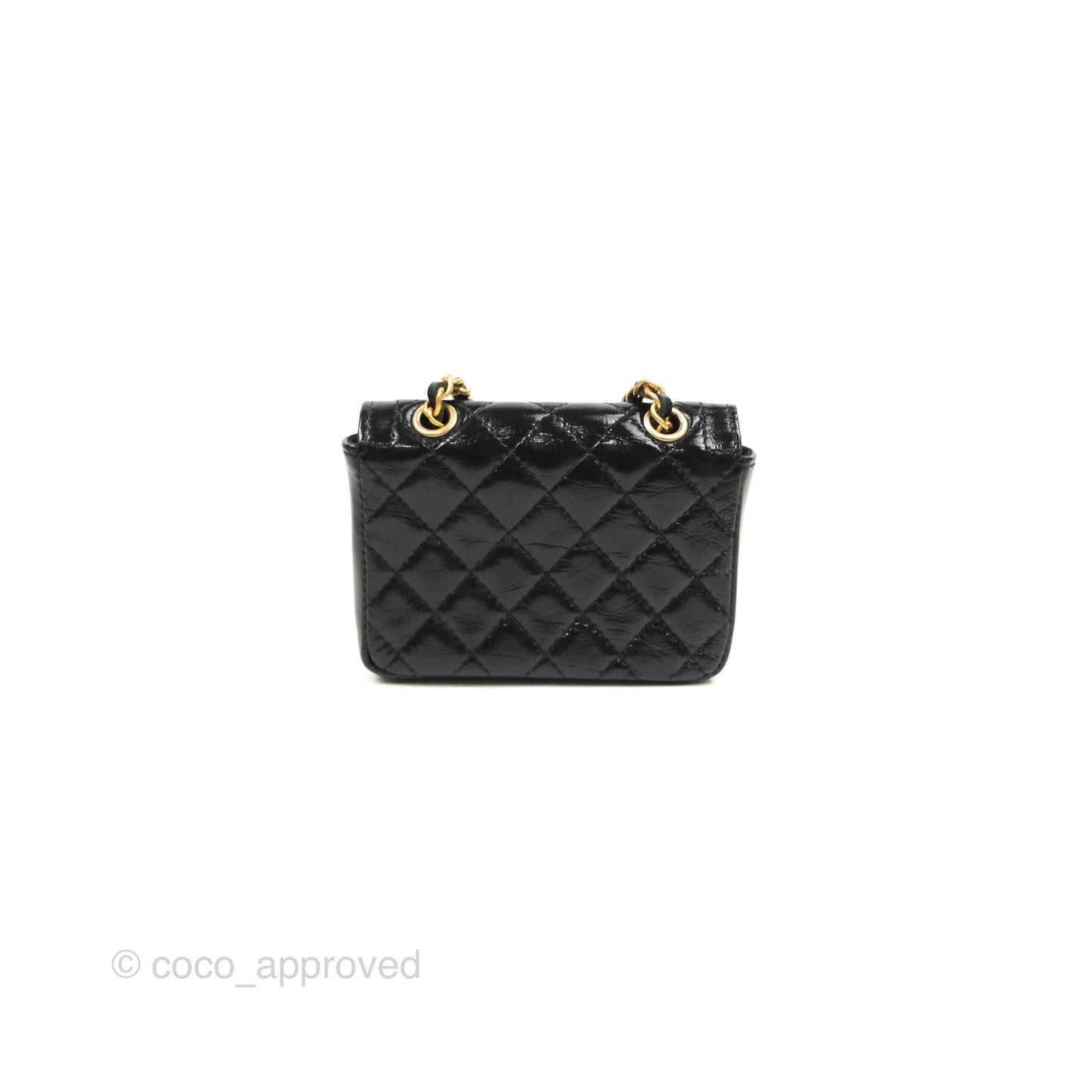 Chanel Waist Belt Bag Black Glazed Aged Calfskin Aged Gold Hardware