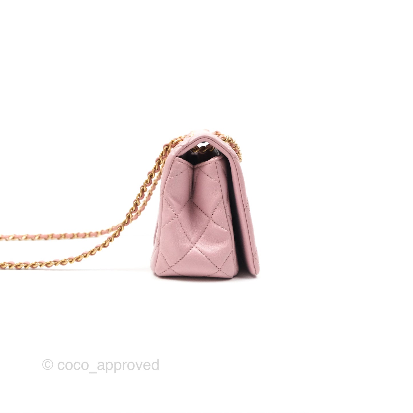 Chanel Flap Bag Dusty Pink Lambskin Aged Gold Hardware 24P