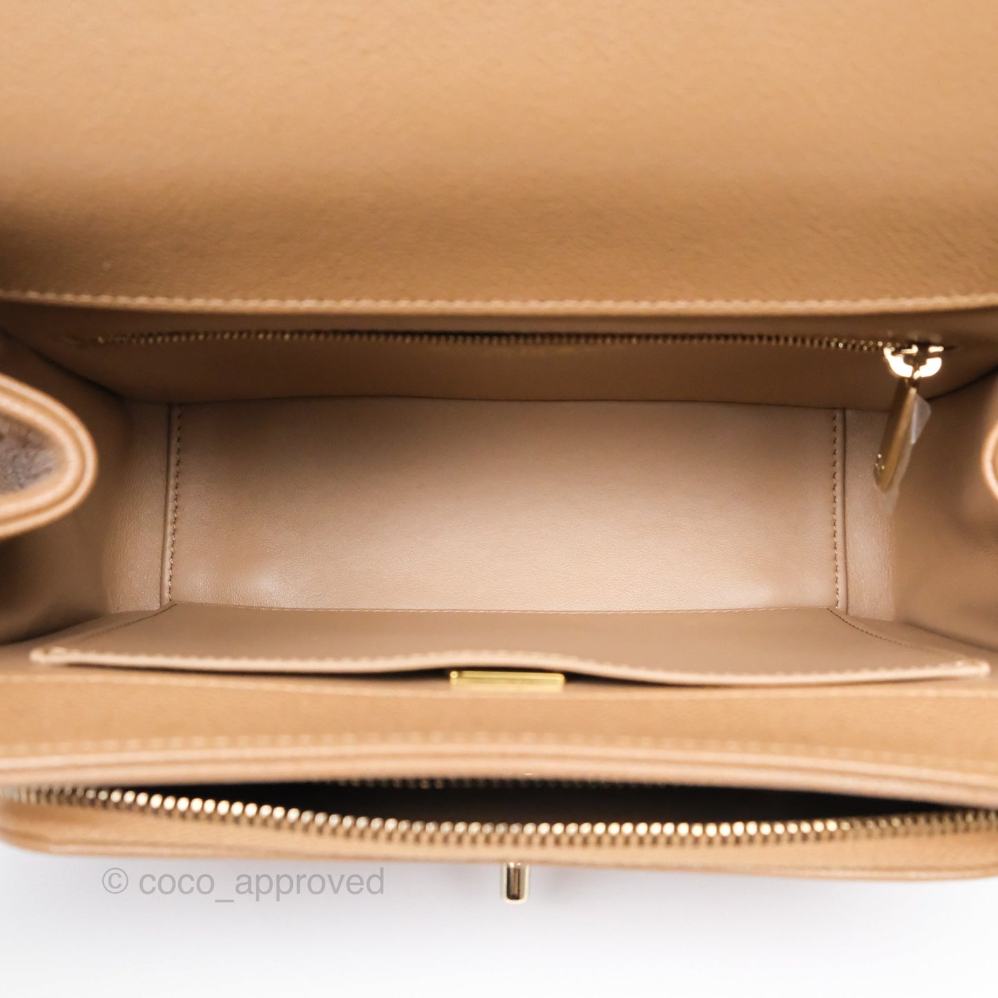 Chanel Quilted Medium Business Affinity Flap Dark Beige Caviar Gold Hardware