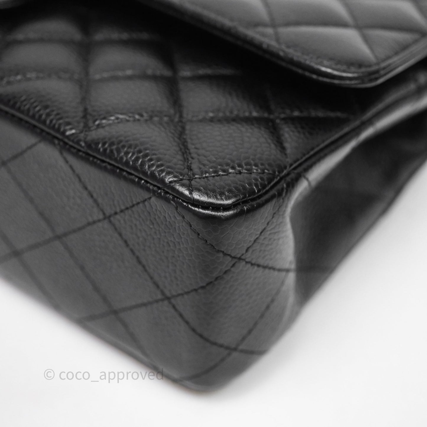 Chanel Quilted Classic M/L Medium Flap Black Caviar Gold Hardware