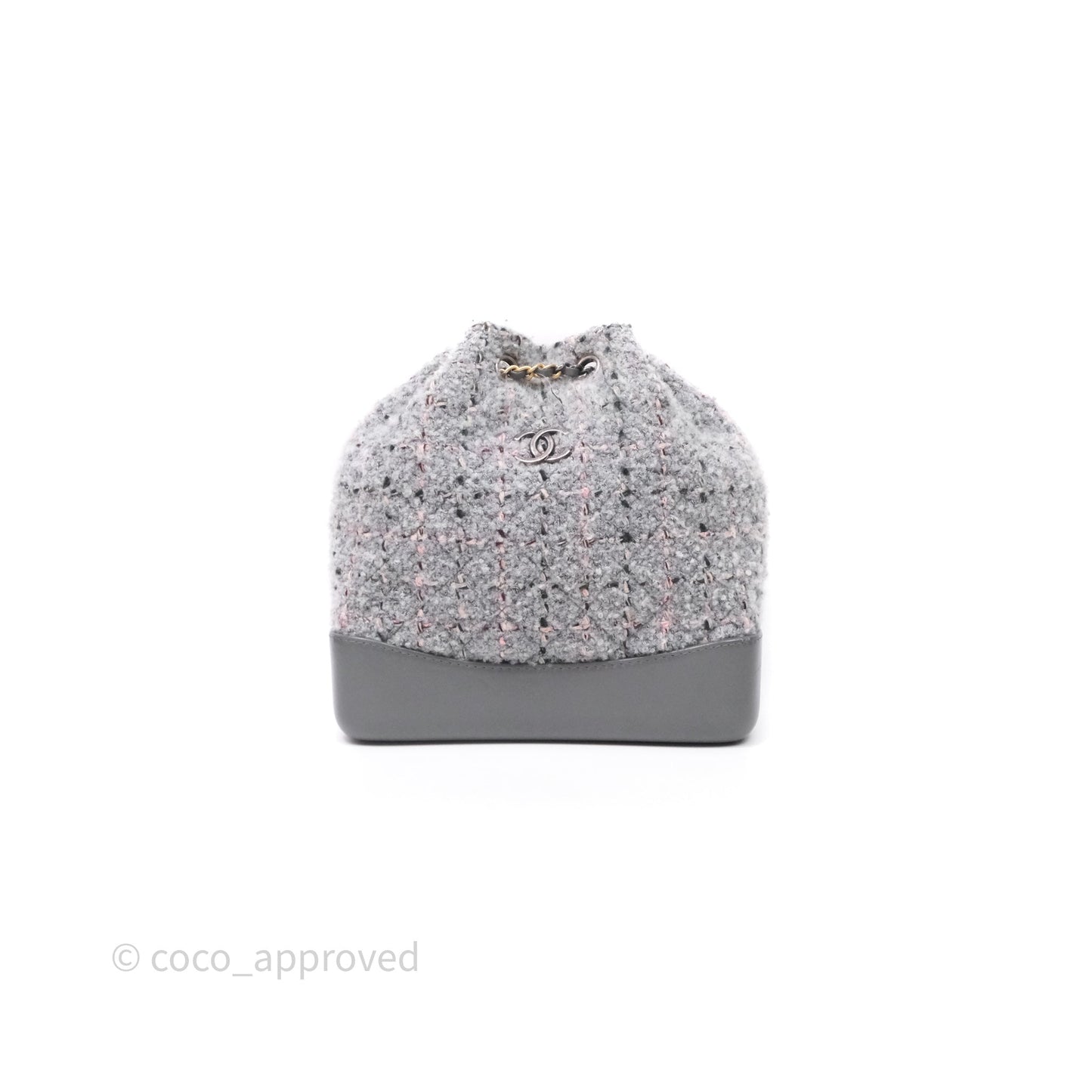 Chanel Gabrielle Small Backpack Grey Tweed Aged Calfskin
