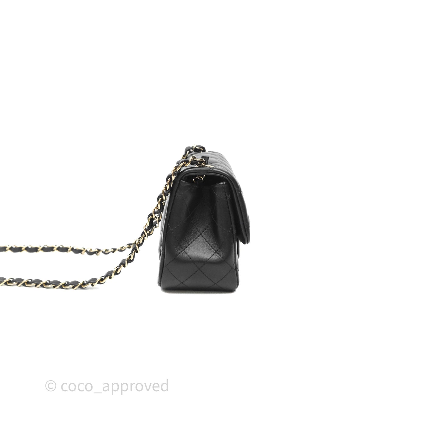 Chanel Mini Square Quilted Black Lambskin Gold Hardware