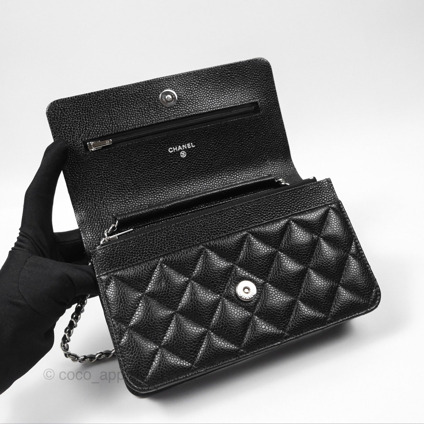 Chanel Quilted Classic WOC Black Caviar Silver Hardware