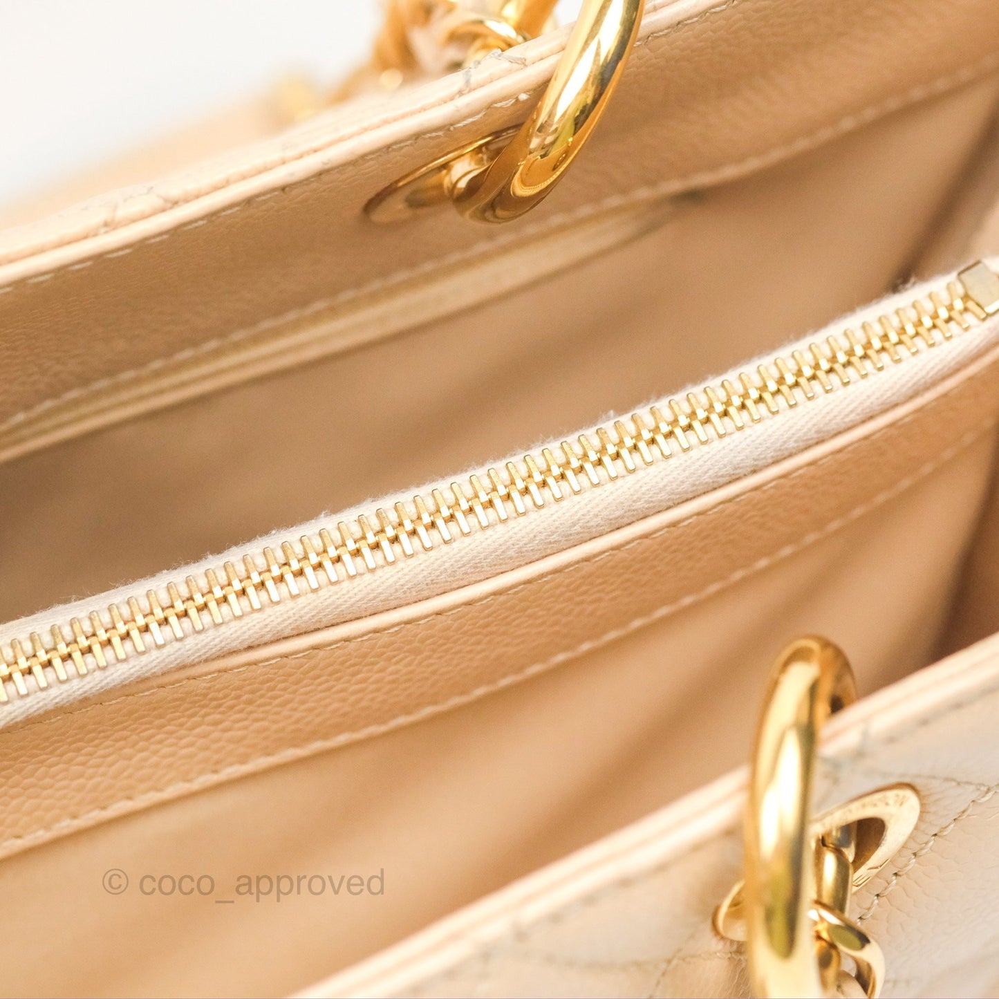 Chanel GST Beige Caviar Gold Hardware