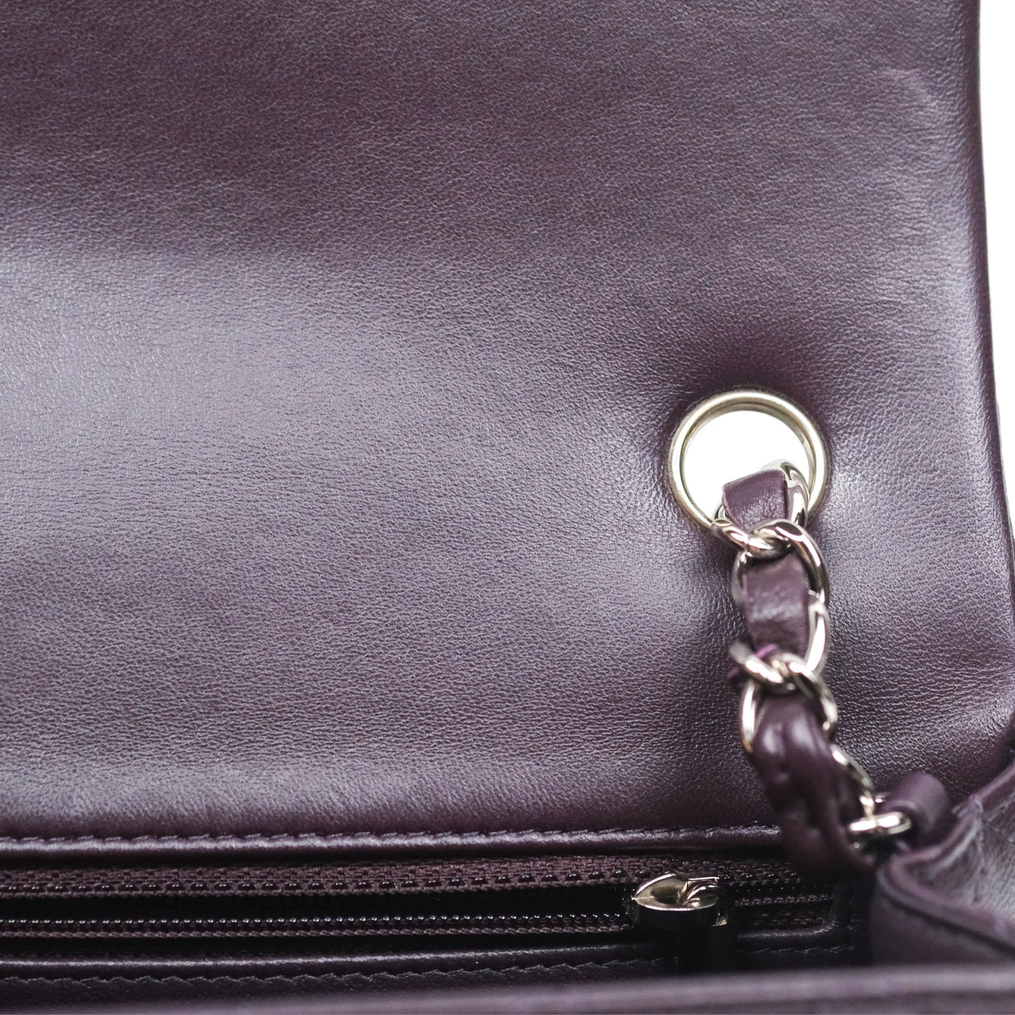 Chanel Mini Rectangular Quilted Dark Purple Lambskin Silver Hardware