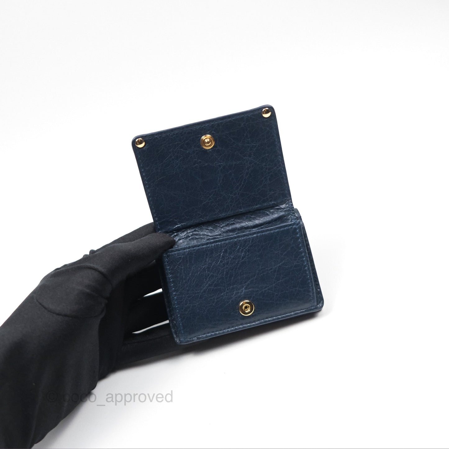Balenciaga Le City Mini Wallet Navy Gold Hardware